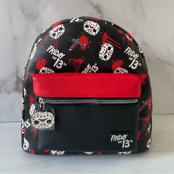Bioworld x Hot Topic Friday the 13th/ Jason Mini Backpack- Black and Red- NWT - Picture 1 of 6